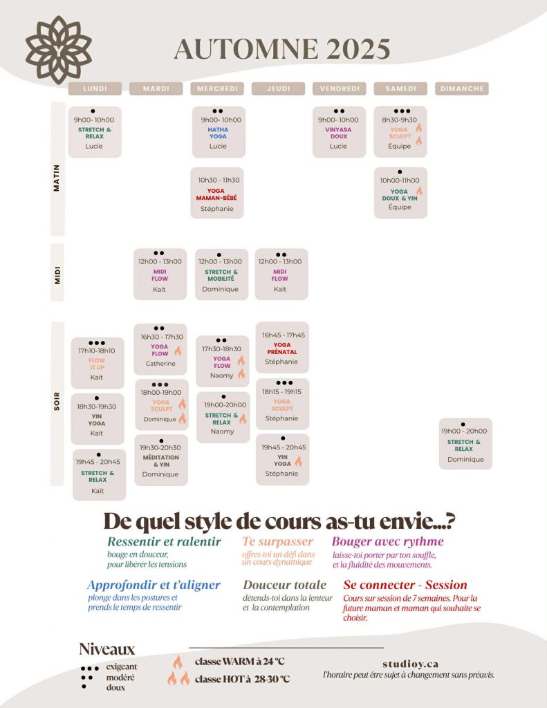 Horaire Automne 2025