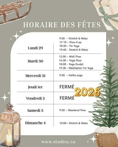 Horaire des fêtes