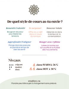 Styles de cours et niveau d'intensité